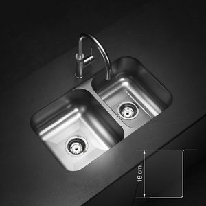 BACHA DOBLE JOHNSON PARA COCINA R 63/18  63,3 X 37 X 18  ACERO 304 CROMO