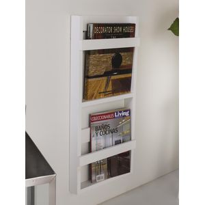 REVISTERO VERTICAL DOBLE MADERA BANGO BLANCO SATINADO