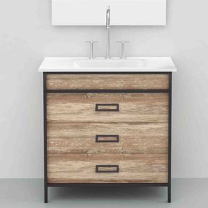 VANITORY CON MESADA PORC. 3 ORIFICIOS 80 CM ROBLE VINTAGE CAMPI IRON