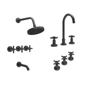 COMBO GRIFERIA ESTALGRIF TAURO CRUZ ADVANCE BLACK DUCHA / BIDET / LAVATORIO