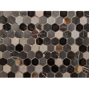 MALLA 30 X 30 VIDRIO HEXAGONO NERO PINTO