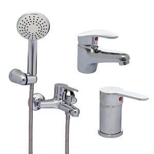 COMBO GRIFERIA MOZART MADRID MONOCOMANDO BAJO CROMO DUCHA EXTERNA / BIDET / LAVATORIO