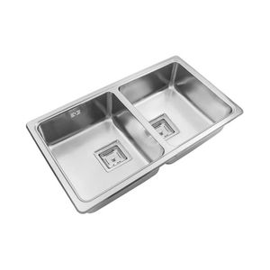 BACHA DOBLE QUADRA Q76A SOPAPA CESTILLO 77.5 X 43.5 X 17.5 AC. 304 JOHNSON