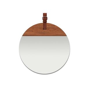 DISEÑO ESPEJO PALETA DIAM. 50CM. CUERO/MADERA*****