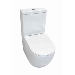 INODORO LARGO DE PIE MURA LUSSO CON DEPOSITO Y ASIENTO BLANCO CE-8831