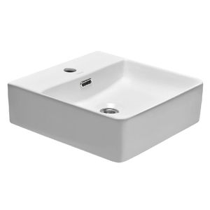 BACHA PEIRANIO DE APOYO CUADRADA BLANCA DE 42 X 42 X 12.5 . BCH04/1 - 1 ORIFICO
